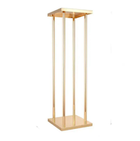 Décorations de Mariage de Haute Qualité Colonne Rectangle Haute Support de Fleurs en Fer Métallique Doré pour Centre de Table