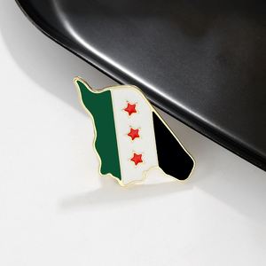 Al por mayor Llavero con dije esmaltado de la bandera del Ejército Libre de Siria, Pin metálico con colgante de mapa de Siria esmaltado y chapado - Product Image 3