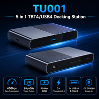 Base de Conexión Thunderbolt 4/USB4 5 en 1, 40 Gbps, 8K+60Hz, 60W PD, Hub USB-A de 10 Gbps, Carcasa de Aluminio, en Stock