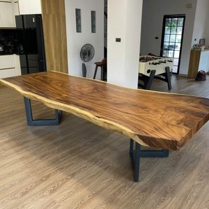 <span class=keywords><strong>Tavolo</strong></span> <span class=keywords><strong>da</strong></span> <span class=keywords><strong>Pranzo</strong></span> di Alta Qualità in Legno di Noce Massiccio con Bordo Naturale, <span class=keywords><strong>Moderno</strong></span> e Lussuoso, per Casa e Ristorante - Product Image 4