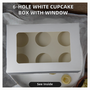 Caja para Cupcakes y Muffins de Papel Blanco de Alta Calidad, con 6 Compartimentos, Ventana Transparente Plegable, para Pasteles y Postres - Product Image 2
