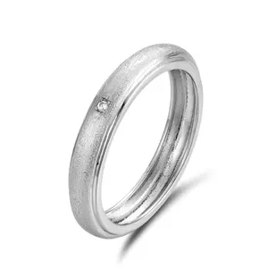 Minimalism Supplier Wire Drawing 925 Silver Sterling Diamond Rings Satin Finish Engagement Band Ring For Men