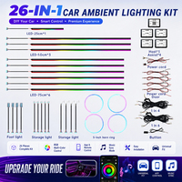 NOVKIR LED Symphony - Éclairage d'ambiance pour voiture, pleine couleur, 256 couleurs irisées, bande acrylique néon, contrôle par application, 12V, lampe d'ambiance décorative