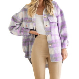 Wholesale Warm Long Sleeve Plaid Winter <strong>Flannel</strong> Shirt <strong>Jacket</strong> Woman <strong>Flannel</strong> Shacket <strong>Jackets</strong> for <strong>Women</strong> - Product Image 2