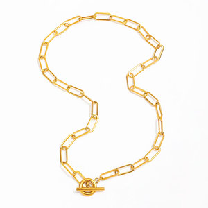 Collier carré à fermoir à bascule en acier inoxydable plaqué or 18 carats, étanche, polyvalent et élégant, par Joolim Jewelry - Product Image 2