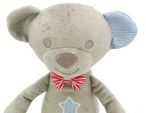 Uzun Bacaklı Peluş Oyuncak Ayı - Papyon ve Yıldız Süslemeli Sevimli Gri Peluş Ayı |   Yumuşak Bebek Çocuklar İçin Sarılma Oyuncağı Hediyesi - Product Image 1