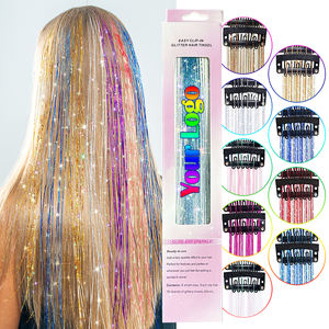 6 Piezas de Extensiones de Cabello con Clip de 19.6 Pulgadas, Brillantes y Relucientes, con Purpurina - Product Image 5