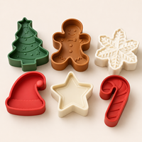 Ensemble de moules en silicone personnalisés pour Noël - Plateau de cuisson de qualité alimentaire avec motifs chapeau de Père Noël, canne en sucre et pain d'épices