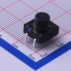 TC-1103-B-K Tactile Switch Through hole Component THT-4P,12x12mm Switch Single Pole Single Throw Round Button 1.6N Through Hole - Product Image 1