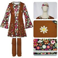 Costume de cosplay rétro à franges, robe hippie des années 1960-1970 pour Halloween, costume de cosplay