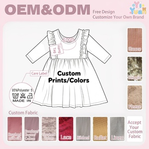 <span class=keywords><strong>Vestito</strong></span> da <span class=keywords><strong>bambina</strong></span> OEM rosa shocking con fiori, volant e maniche lunghe, abito da festa per bambine, abiti da boutique per bambine dai 6 ai 14 anni - Product Image 2