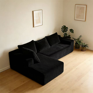 Canapé modulaire en forme de L moderne, en velours côtelé, garni d'éponge, 3 à 6 places, pour appartement ou hôtel - Product Image 2