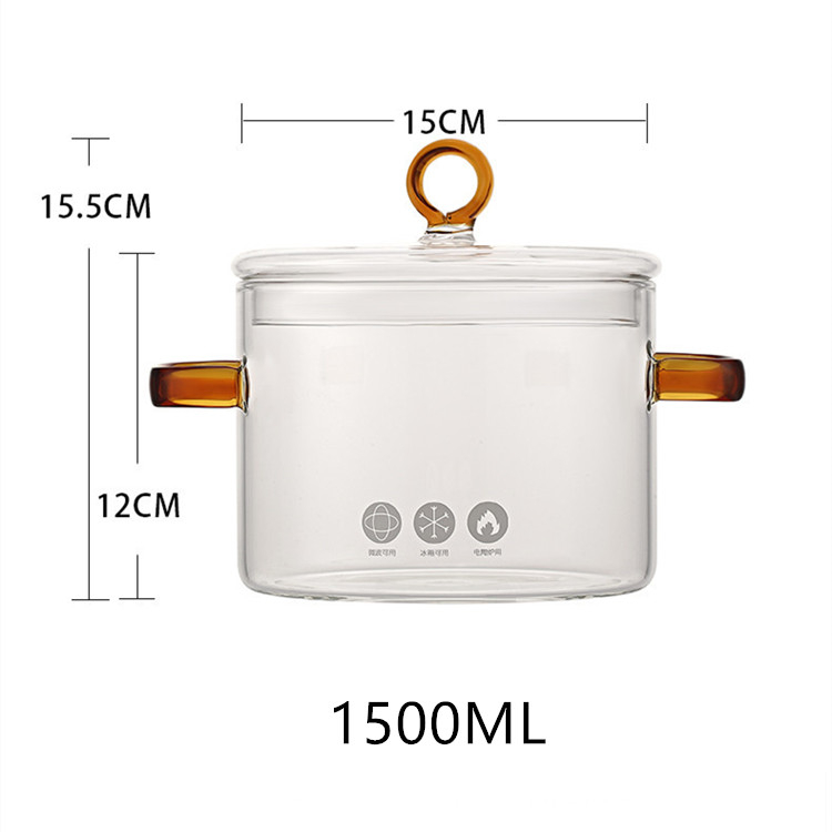 Transparent 1500ml avec poignées ambrées