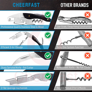 Sacacorchos de madera de color negro al por mayor de fábrica y juego de embalaje de cuero PU, sacacorchos con mango de madera de ébano - Product Image 5
