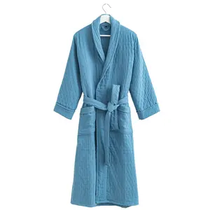 AYM Custom 100% Cotton Toweling Terry Robe Unisex Oversoft accappatoio uomo donna Night Robe Sleepwear Casual White Home accappatoio