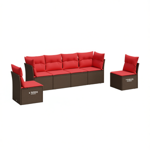 Set Divano da Esterno in Polyrattan Marrone con Cuscini, Arredamento Durevole per Esterni, Posti a Sedere per 6 Persone, Design Contemporaneo - Product Image 1