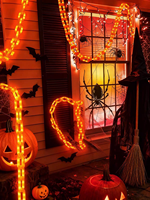 Nouvelles lumières décoratives en chaîne pour Halloween, blanc chaud, pour fêtes en extérieur, décors de maison hantée, accessoires d'ambiance, lumière effrayante