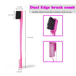 หวีแต่งขนตาแบบสองด้าน2อิน1หวีควบคุมเส้นผมส่วนตัวหวีผมขอบทองแปรงผมเรียบ - Product Image 3