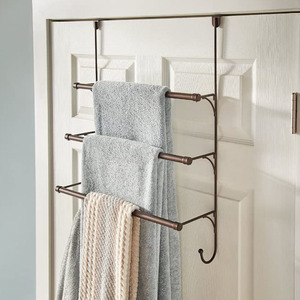 <strong>Over</strong>-The-<strong>Door</strong> 3 Tier Bathroom <strong>Towel</strong> Bar Rack with Hooks Bathroom <strong>Towel</strong> Organizer Holder Metal <strong>Towel</strong> <strong>Rail</strong> - Product Image 4