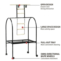 Plateforme interactive pour perroquets Aier BS302 en fil de fer durable, type table ouverte, avec roulettes – Vente en gros