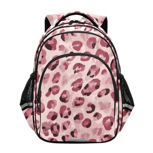 Sac à dos de voyage multifonctionnel à grande capacité avec imprimé léopard rose, fermeture éclair, pour les voyages en plein air - Product Image 1