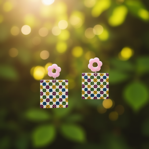 Orecchini Dipinti con Motivo Quadrato, Design Colorato, Gioielli alla Moda, Set da 12 Pezzi - Product Image 2