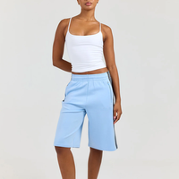 Shorts longs pour femmes en coton French Terry personnalisés, grande taille, sport, streetwear, course à pied, été, OEM