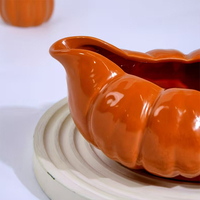 Carafe à sauce en céramique haut de gamme en forme de citrouille orange, pour servir la sauce à steak, idéale pour la vaisselle et les cadeaux.