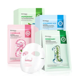 BIOAQUA Masque de soin du visage à l'extrait de plantes bio Camélia Romarin Menthe Apaisant Peau Hydratant Nourrir Anti-âge Feuille Masque facial - Product Image 1