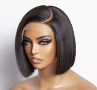 Perruque Bob Courte Bouclée Kinky 4x4 avec Fermeture en Dentelle, Cheveux Humains Remy Double Drawn, Style Naturel et Volumineux pour Femmes Africaines