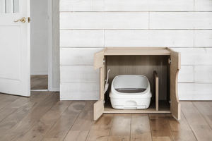 YOUME OEM/ODM Katzen toilette Schrank Massives Eichen-/Walnussholz mit integrierter Aufbewahrung <span class=keywords><strong>Cat</strong></span> <span class=keywords><strong>House</strong></span> <span class=keywords><strong>Indoor</strong></span> für Premium Home Decor - Product Image 5