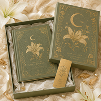 LABON Carnet de rituels botaniques vert sauge avec dorure céleste, motif Lys Rose Iris, Grimoire, grille pointillée, cadeau sorcière