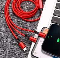 Cable de Carga Rápida 3 en 1 con Conductor de Cobre Puro para iPhone, Computadora, Impresora, Cámara - Micro USB Tipo-C Blindado