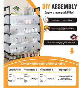 多層防塵靴ラック省スペース金属キャビネットドア家庭用組み立て靴収納棚多機能組み立て - Product Image 4