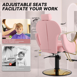 Professional Pink Hydraulic Adjustable Headrest 360 Degree <b>Swivel</b> Hair Stylist Cutting <b>Chairs</b> Barber <b>Chair</b> Salon <b>Chair</b> - Product Image 2
