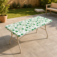 Nappe rectangulaire jetable en PEVA à imprimé floral vert foncé, bord élastique, imperméable, pour le dîner de Thanksgiving