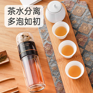 Translucent Beauty Double Wall Glass Tea Cup With Lid For Business Office Use - Product Image 4