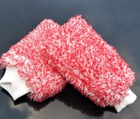 Gant de lavage en polaire corail bleu moelleux moins cher, marque HC, 18x26cm, 80g, pour le nettoyage de voiture, lot de 10 pièces avec étiquette cousue