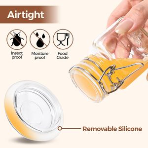 Tarros de cristal cuadrados para especias con tapas herméticas de alambre (4 oz/0-0.5L) para organización de despensa de cocina estilo rústico, embudo y etiquetas - Product Image 4