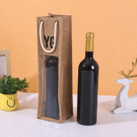 Sac cadeau en lin pour vin, sac à main pour une ou deux bouteilles de vin, sac d'emballage personnalisé avec logo pour vin rouge, liqueur, whisky