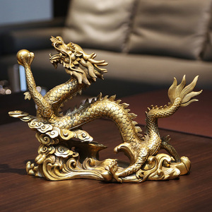 Dragon en laiton avec ornement en perle, décoration de bureau Feng Shui pour la maison, cadeau - Product Image 2