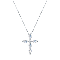 Collier pendentif en forme de croix, coupe marquise, en argent S925 serti de moissanite ; design minimaliste de style japonais-coréen, idéal pour le quotidien