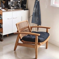 Fauteuil de détente moderne en rotin naturel et bois massif, dossier tressé à la main, chaise longue individuelle pour salon, balcon, salle à manger
