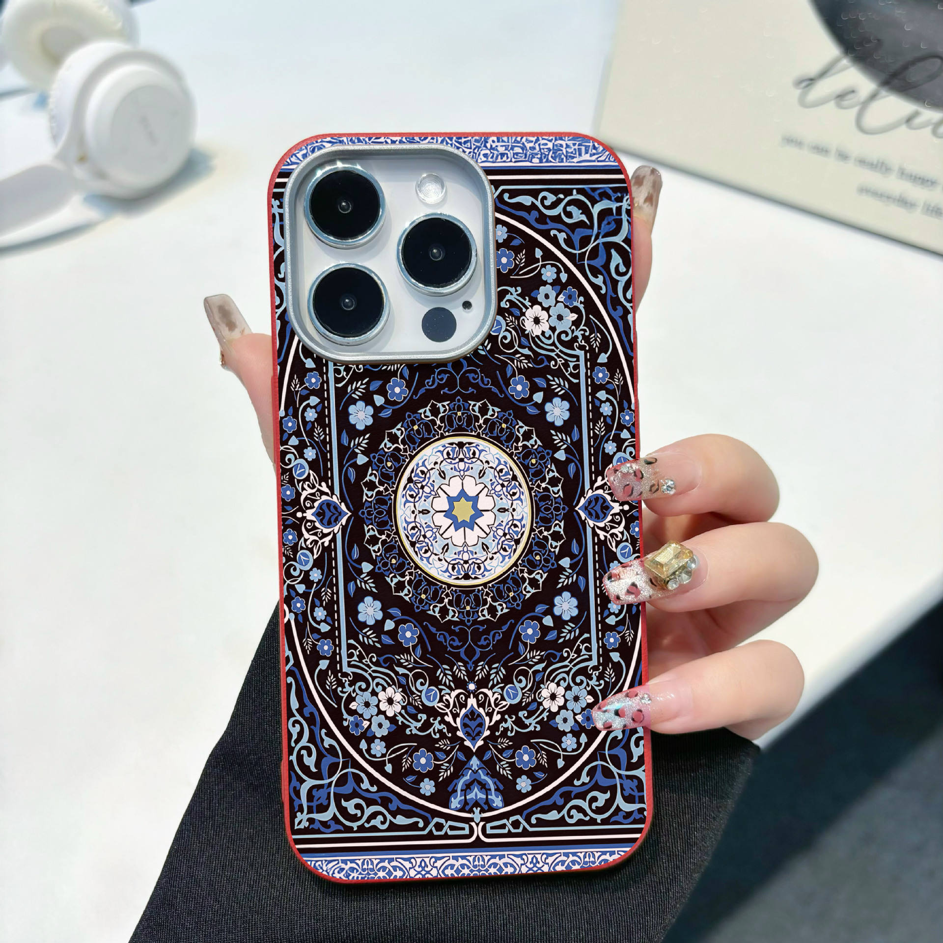 Buena suerte, patrón persa rojo A2.