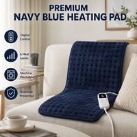 Almohadilla Eléctrica de Franela Azul Marino Personalizada OEM, 30x60cm, Controlador LED Digital, 6 Niveles de Calor, Protección de Seguridad Contra Sobrecalentamiento