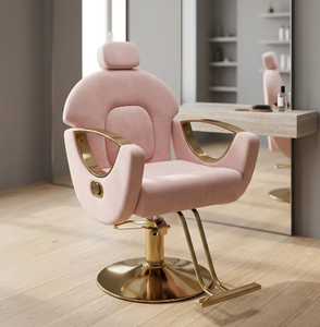 Silla de Barbero Negra Dorada Más Vendida, Silla de Estilismo para Mujeres, Silla de Peluquería y Maquillaje para Salón de Belleza - Product Image 5