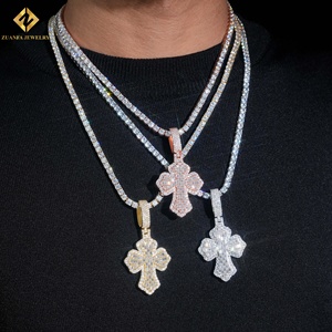 Fashion Hip Hop <b>Crucifix</b> Jewelry Gold Plated Pendant 925 Sterling <b>Silver</b> VVS Moissanite Brilliant Cut Iced Cross Pendant - Product Image 6