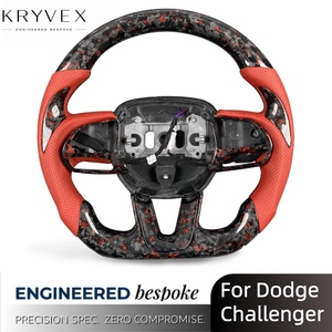 Volante Deportivo Kryvex para <span class=keywords><strong>Dodge</strong></span> Charger 2015-2022, Estilo Deportivo Rojo, Volante de Cuero Forjado Personalizado, Volante de Fibra de Carbono para Automóvil - Product Image 2