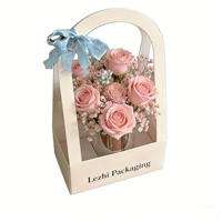 Boîte à fleurs en papier personnalisée de luxe, Caja Para Rosas, emballage cadeau pour bouquets, Fête des mères, Saint-Valentin