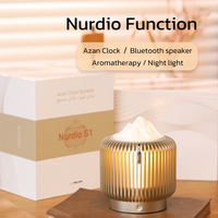 WESLAMIC Nurdio pengeras suara jam Azan pintar, desain minimalis dengan kontrol aplikasi untuk RUMAH & kamar tidur untuk ngaji Quran